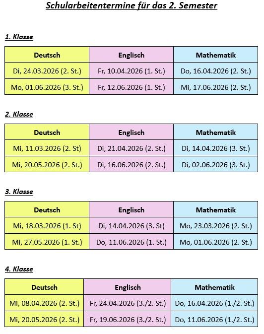 Schularbeitentermine